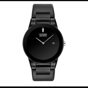 Citizen Axiom Unisex Eco Drive Black Tone Leather Strap Watch